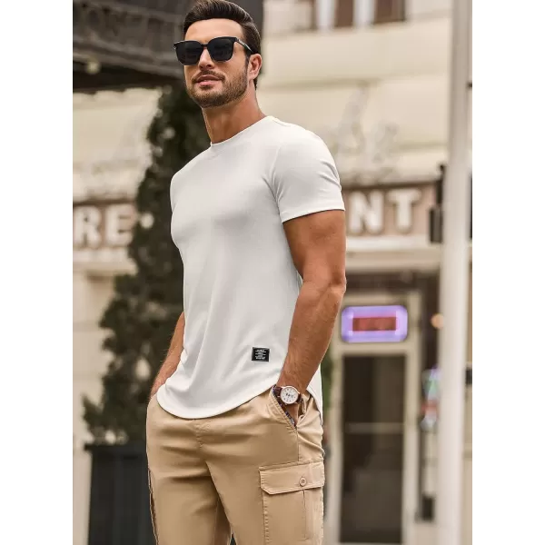 JMIERR Mens Muscle Slim T Shirt Crewneck Longline Henley Shirt Gym Workout Athletic Tee Shirts