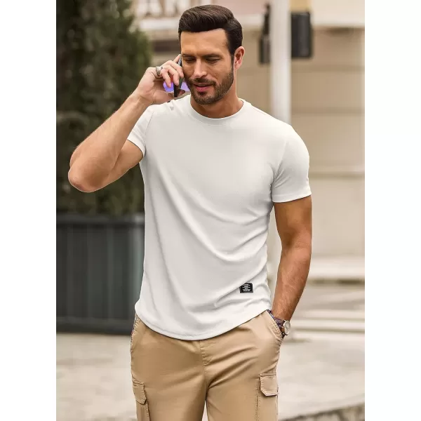 JMIERR Mens Muscle Slim T Shirt Crewneck Longline Henley Shirt Gym Workout Athletic Tee Shirts