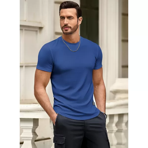 JMIERR Mens Muscle Slim T Shirt Crewneck Longline Henley Shirt Gym Workout Athletic Tee Shirts