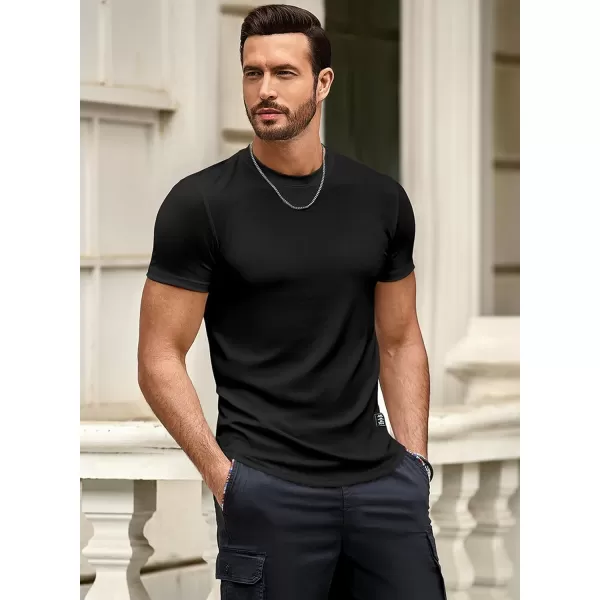JMIERR Mens Muscle Slim T Shirt Crewneck Longline Henley Shirt Gym Workout Athletic Tee Shirts