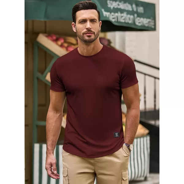 JMIERR Mens Muscle Slim T Shirt Crewneck Longline Henley Shirt Gym Workout Athletic Tee Shirts