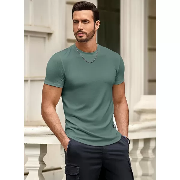 JMIERR Mens Muscle Slim T Shirt Crewneck Longline Henley Shirt Gym Workout Athletic Tee Shirts