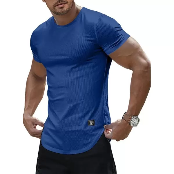 JMIERR Mens Muscle Slim T Shirt Crewneck Longline Henley Shirt Gym Workout Athletic Tee Shirts