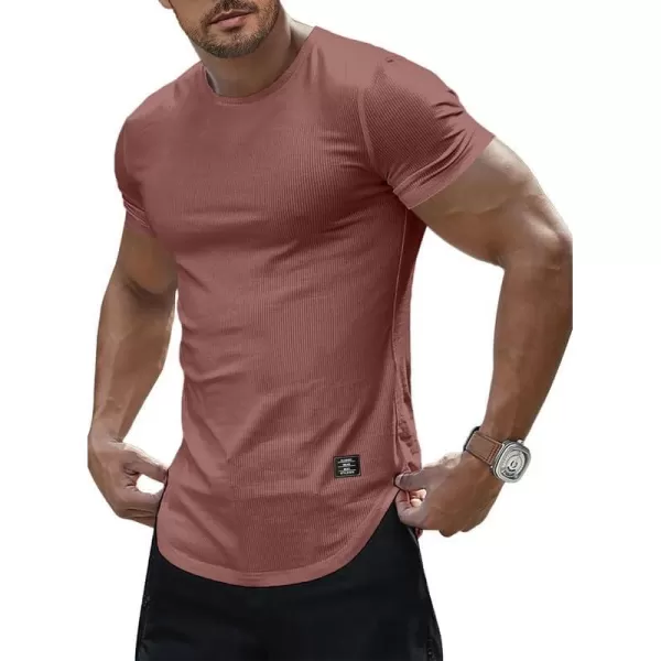 JMIERR Mens Muscle Slim T Shirt Crewneck Longline Henley Shirt Gym Workout Athletic Tee Shirts