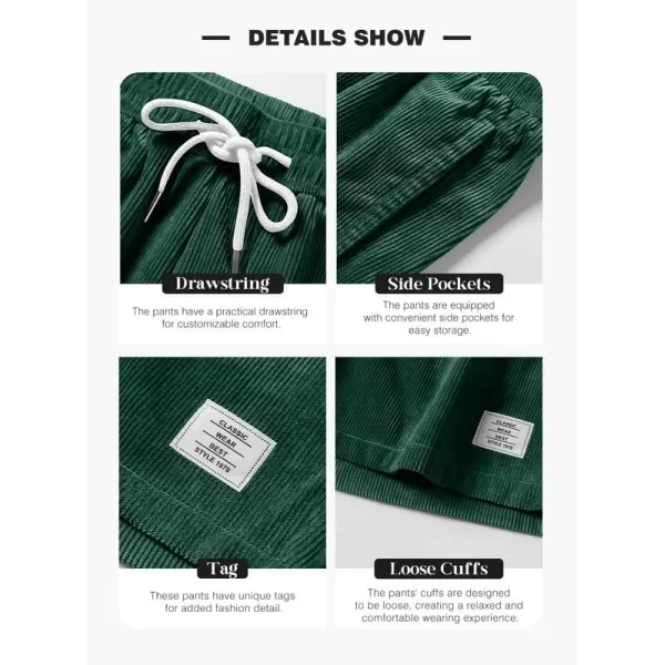 JMIERR Men's Corduroy Shorts Casual Elastic Waist Drawstring Lightweight Summer Beach Shorts