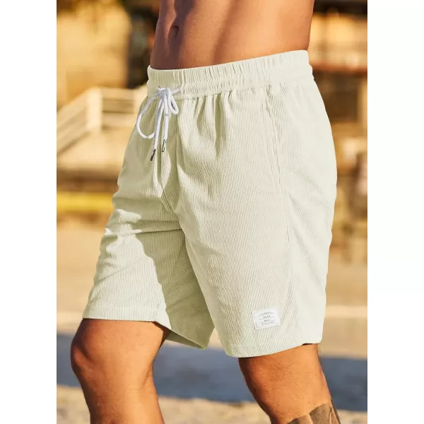 JMIERR Men's Corduroy Shorts Casual Elastic Waist Drawstring Lightweight Summer Beach Shorts