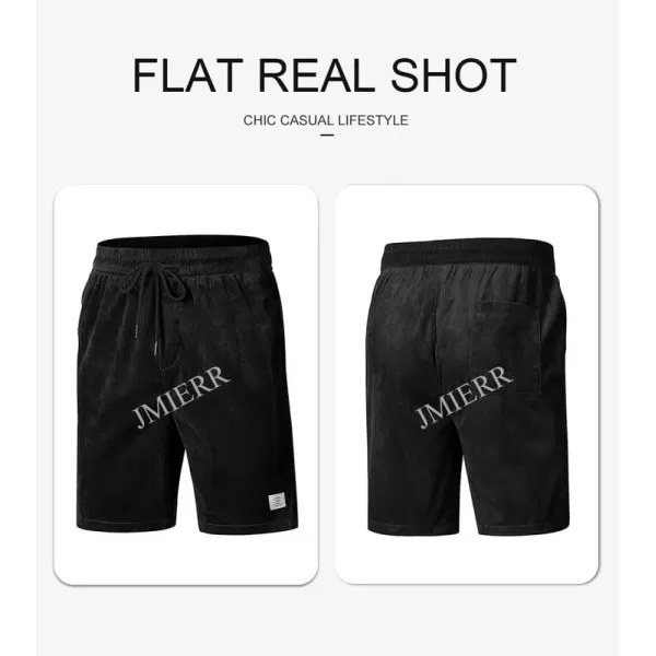 JMIERR Men's Corduroy Shorts Casual Elastic Waist Drawstring Lightweight Summer Beach Shorts