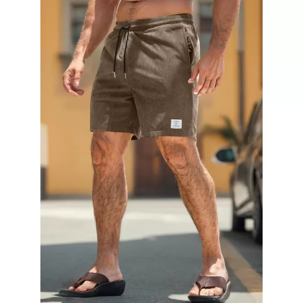 JMIERR Men's Corduroy Shorts Casual Elastic Waist Drawstring Lightweight Summer Beach Shorts