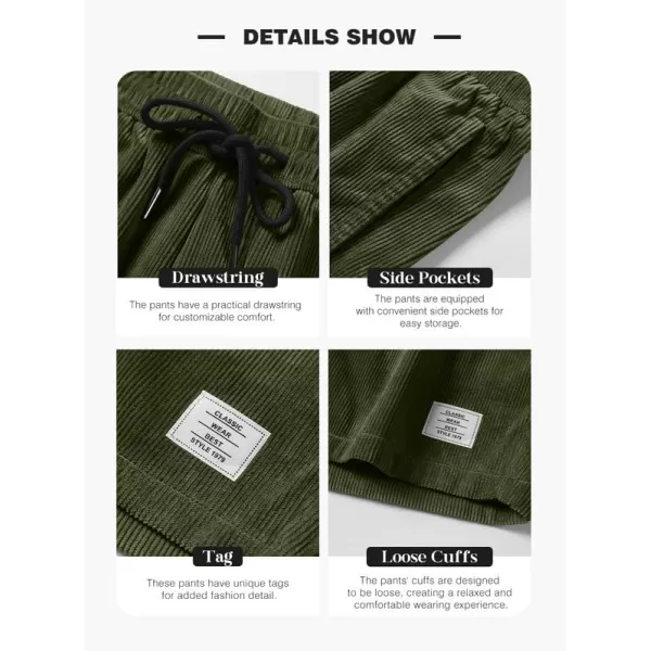 JMIERR Men's Corduroy Shorts Casual Elastic Waist Drawstring Lightweight Summer Beach Shorts