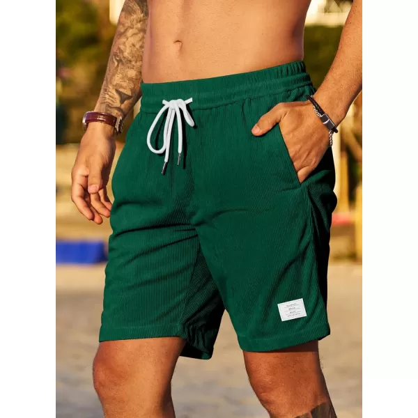 JMIERR Men's Corduroy Shorts Casual Elastic Waist Drawstring Lightweight Summer Beach Shorts