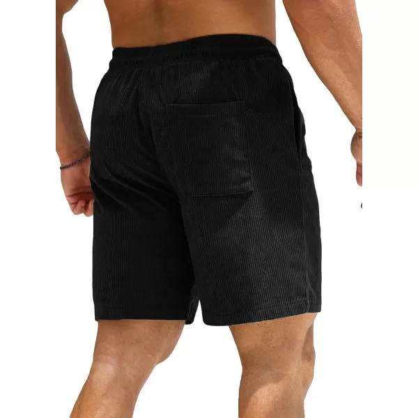 JMIERR Men's Corduroy Shorts Casual Elastic Waist Drawstring Lightweight Summer Beach Shorts