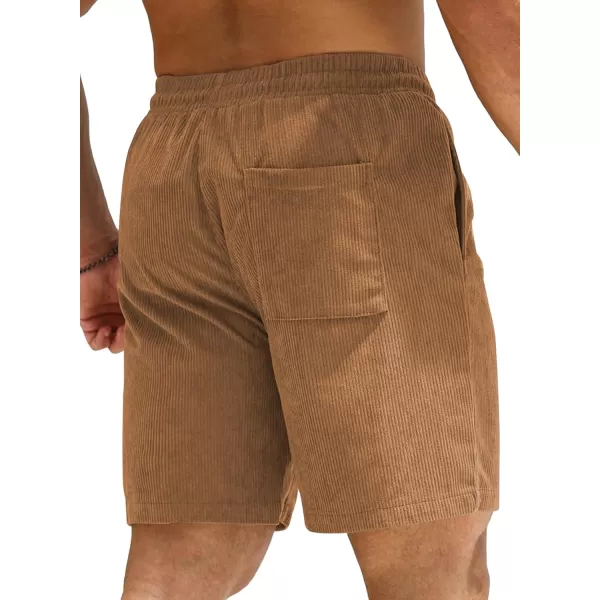 JMIERR Men's Corduroy Shorts Casual Elastic Waist Drawstring Lightweight Summer Beach Shorts