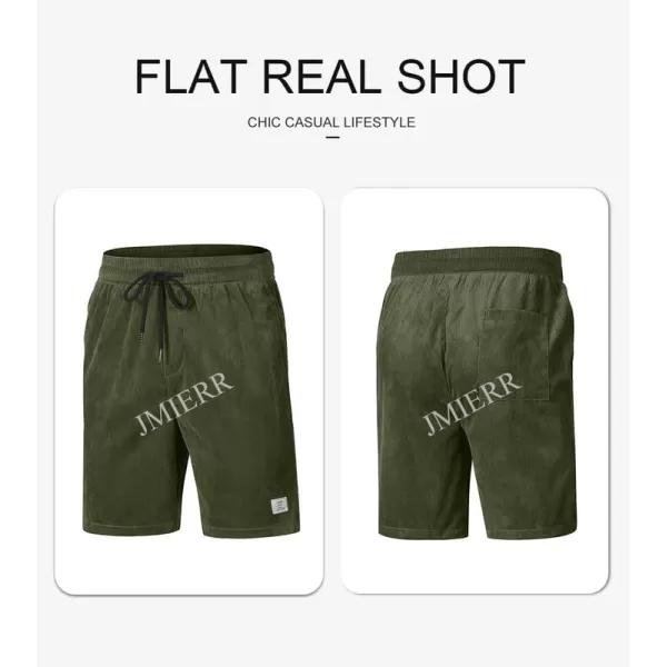 JMIERR Men's Corduroy Shorts Casual Elastic Waist Drawstring Lightweight Summer Beach Shorts