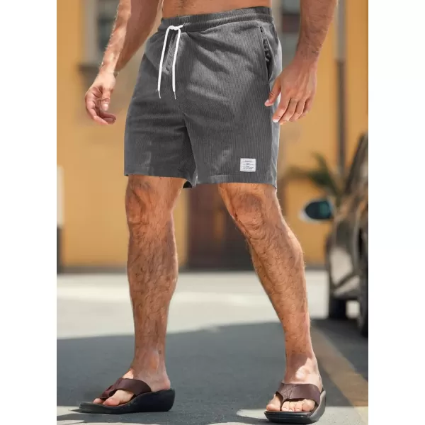 JMIERR Men's Corduroy Shorts Casual Elastic Waist Drawstring Lightweight Summer Beach Shorts