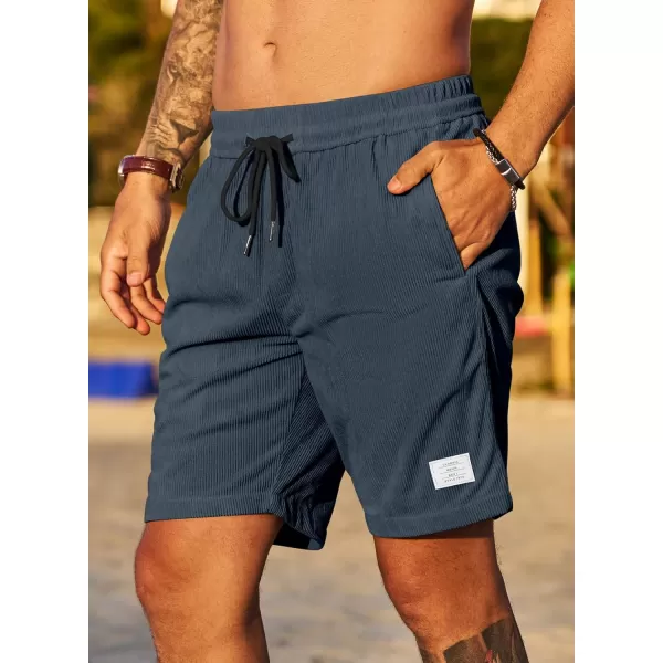 JMIERR Men's Corduroy Shorts Casual Elastic Waist Drawstring Lightweight Summer Beach Shorts