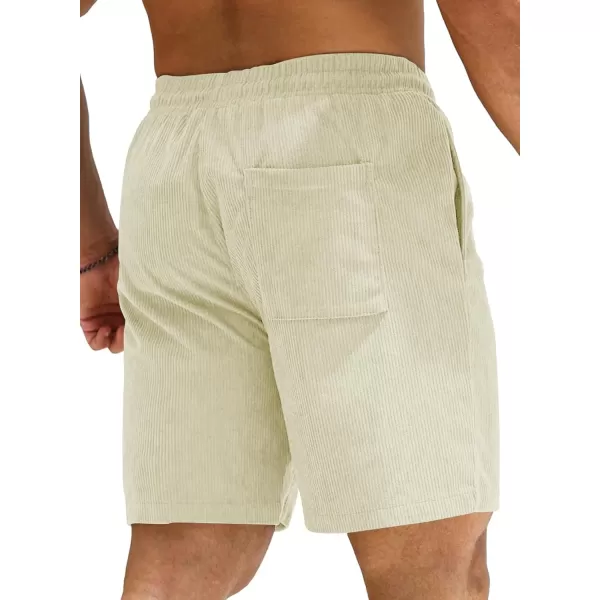 JMIERR Men's Corduroy Shorts Casual Elastic Waist Drawstring Lightweight Summer Beach Shorts