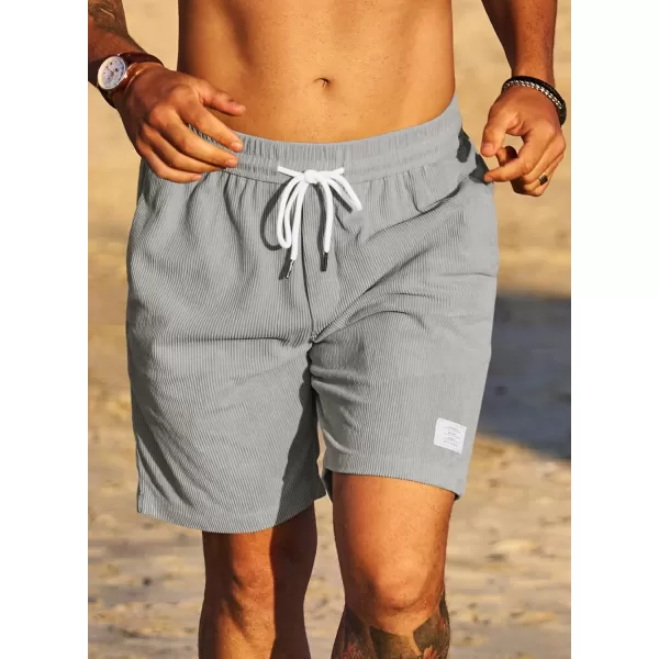 JMIERR Men's Corduroy Shorts Casual Elastic Waist Drawstring Lightweight Summer Beach Shorts