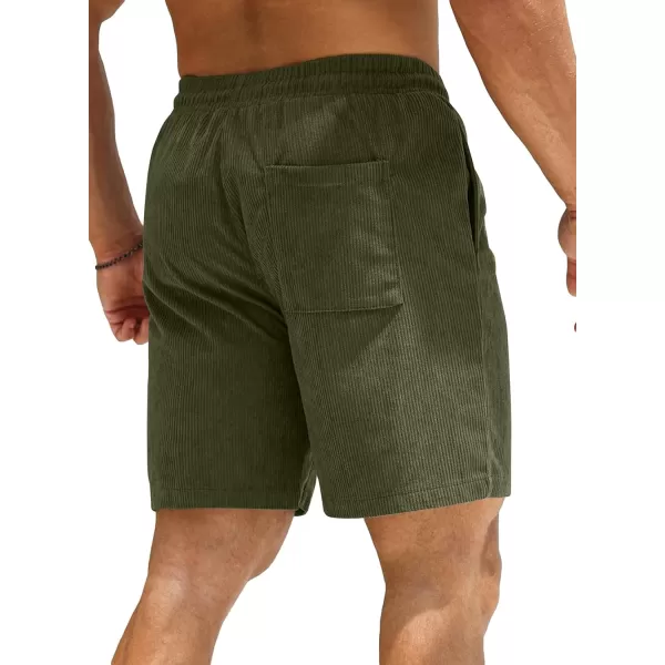 JMIERR Men's Corduroy Shorts Casual Elastic Waist Drawstring Lightweight Summer Beach Shorts