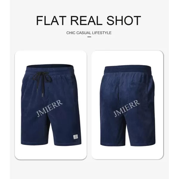 JMIERR Men's Corduroy Shorts Casual Elastic Waist Drawstring Lightweight Summer Beach Shorts