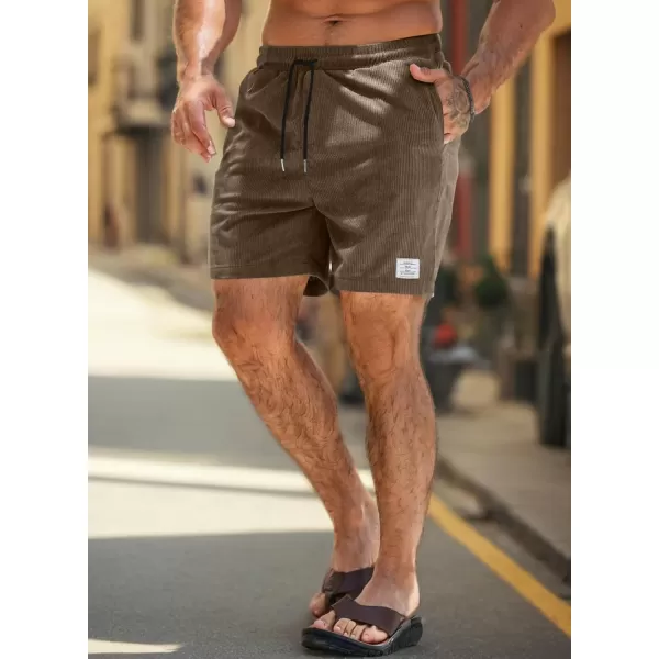 JMIERR Men's Corduroy Shorts Casual Elastic Waist Drawstring Lightweight Summer Beach Shorts