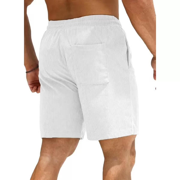 JMIERR Men's Corduroy Shorts Casual Elastic Waist Drawstring Lightweight Summer Beach Shorts