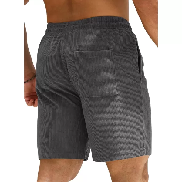 JMIERR Men's Corduroy Shorts Casual Elastic Waist Drawstring Lightweight Summer Beach Shorts