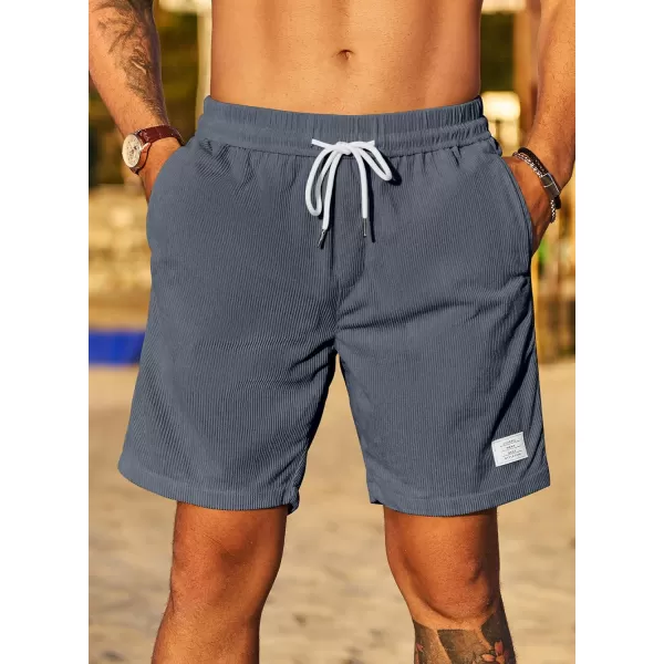 JMIERR Men's Corduroy Shorts Casual Elastic Waist Drawstring Lightweight Summer Beach Shorts