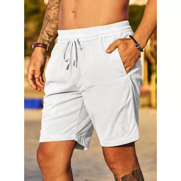 JMIERR Men's Corduroy Shorts Casual Elastic Waist Drawstring Lightweight Summer Beach Shorts