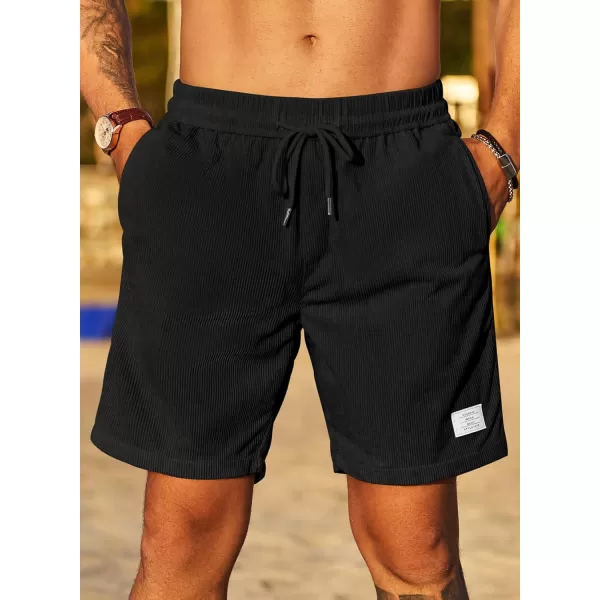 JMIERR Men's Corduroy Shorts Casual Elastic Waist Drawstring Lightweight Summer Beach Shorts