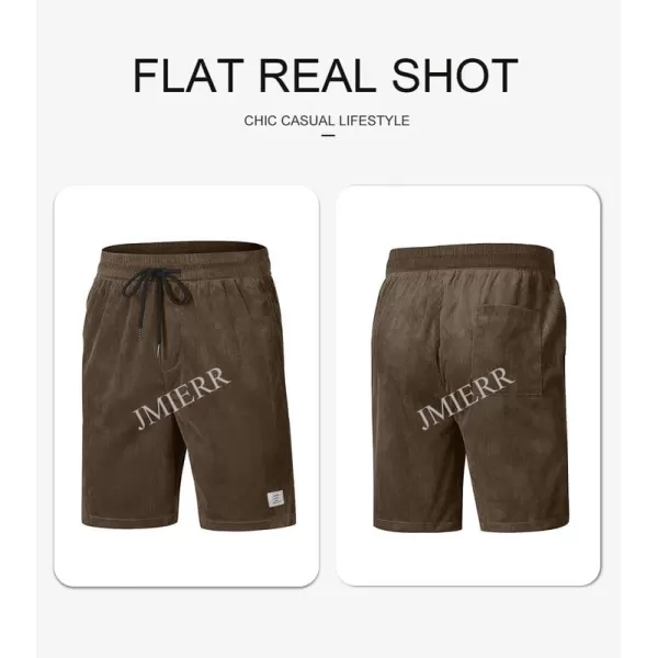 JMIERR Men's Corduroy Shorts Casual Elastic Waist Drawstring Lightweight Summer Beach Shorts