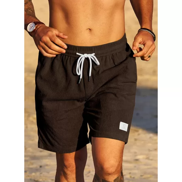 JMIERR Men's Corduroy Shorts Casual Elastic Waist Drawstring Lightweight Summer Beach Shorts
