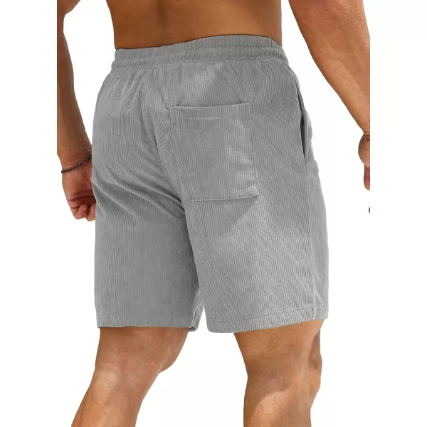 JMIERR Men's Corduroy Shorts Casual Elastic Waist Drawstring Lightweight Summer Beach Shorts