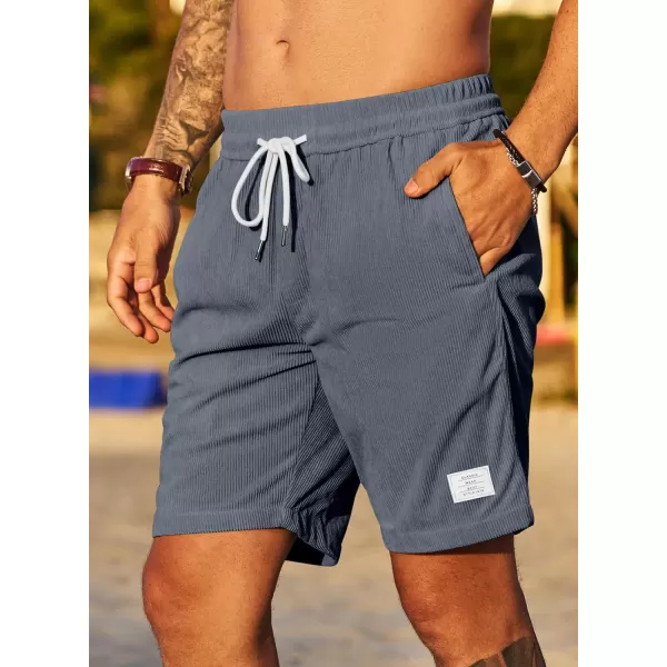 JMIERR Men's Corduroy Shorts Casual Elastic Waist Drawstring Lightweight Summer Beach Shorts