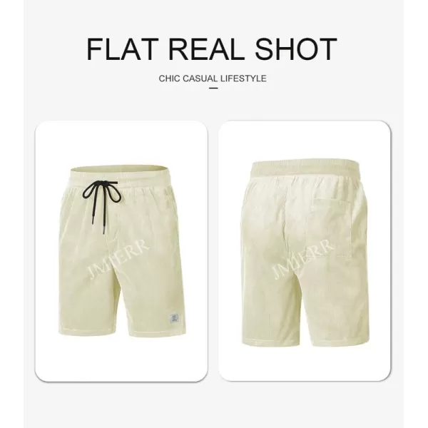 JMIERR Men's Corduroy Shorts Casual Elastic Waist Drawstring Lightweight Summer Beach Shorts