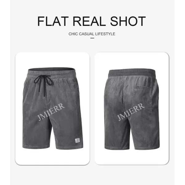 JMIERR Men's Corduroy Shorts Casual Elastic Waist Drawstring Lightweight Summer Beach Shorts