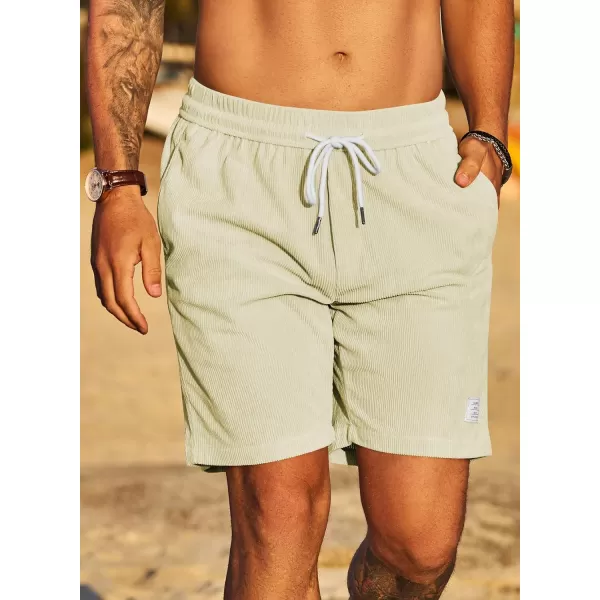 JMIERR Men's Corduroy Shorts Casual Elastic Waist Drawstring Lightweight Summer Beach Shorts