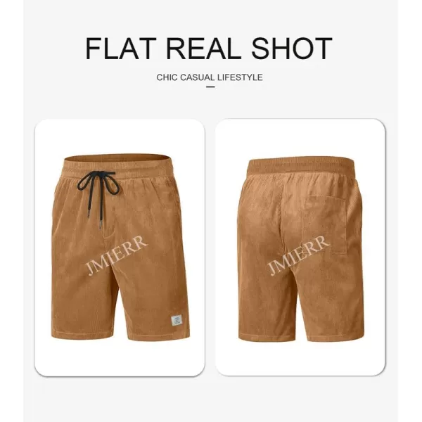 JMIERR Men's Corduroy Shorts Casual Elastic Waist Drawstring Lightweight Summer Beach Shorts