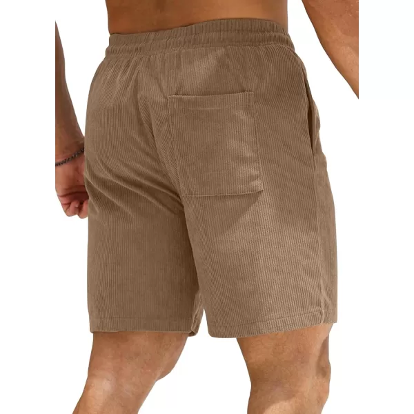 JMIERR Men's Corduroy Shorts Casual Elastic Waist Drawstring Lightweight Summer Beach Shorts