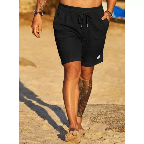 JMIERR Men's Corduroy Shorts Casual Elastic Waist Drawstring Lightweight Summer Beach Shorts