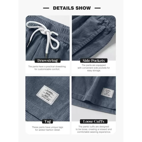 JMIERR Men's Corduroy Shorts Casual Elastic Waist Drawstring Lightweight Summer Beach Shorts