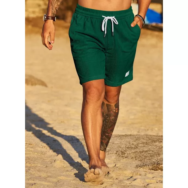 JMIERR Men's Corduroy Shorts Casual Elastic Waist Drawstring Lightweight Summer Beach Shorts