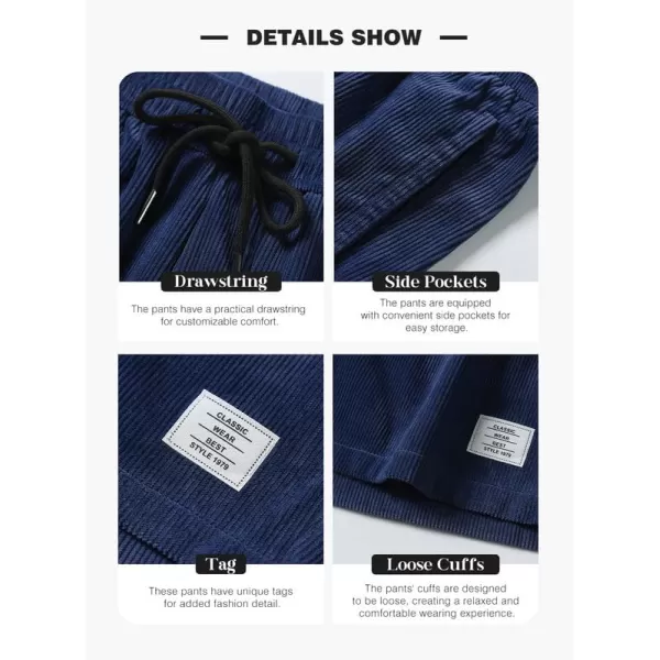JMIERR Men's Corduroy Shorts Casual Elastic Waist Drawstring Lightweight Summer Beach Shorts