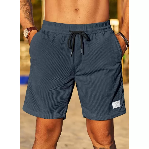 JMIERR Men's Corduroy Shorts Casual Elastic Waist Drawstring Lightweight Summer Beach Shorts