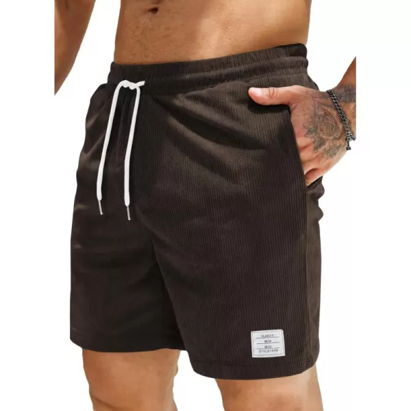 JMIERR Men's Corduroy Shorts Casual Elastic Waist Drawstring Lightweight Summer Beach Shorts