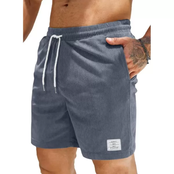 JMIERR Men's Corduroy Shorts Casual Elastic Waist Drawstring Lightweight Summer Beach Shorts