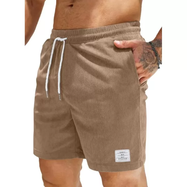 JMIERR Men's Corduroy Shorts Casual Elastic Waist Drawstring Lightweight Summer Beach Shorts