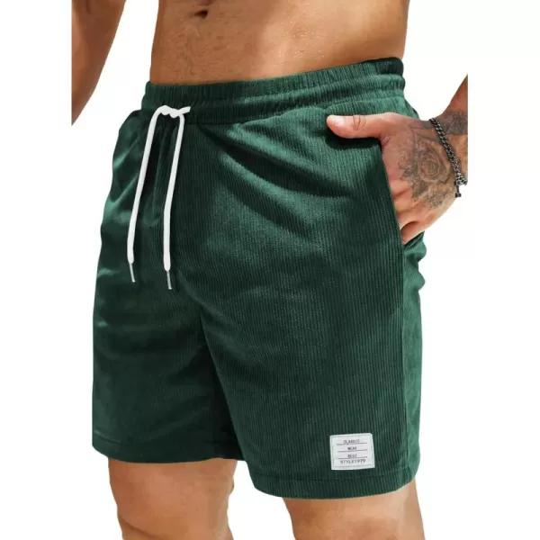 JMIERR Men's Corduroy Shorts Casual Elastic Waist Drawstring Lightweight Summer Beach Shorts
