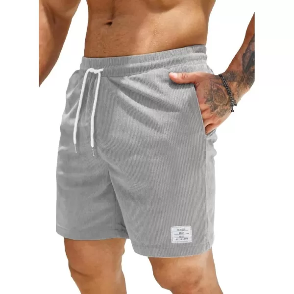 JMIERR Men's Corduroy Shorts Casual Elastic Waist Drawstring Lightweight Summer Beach Shorts