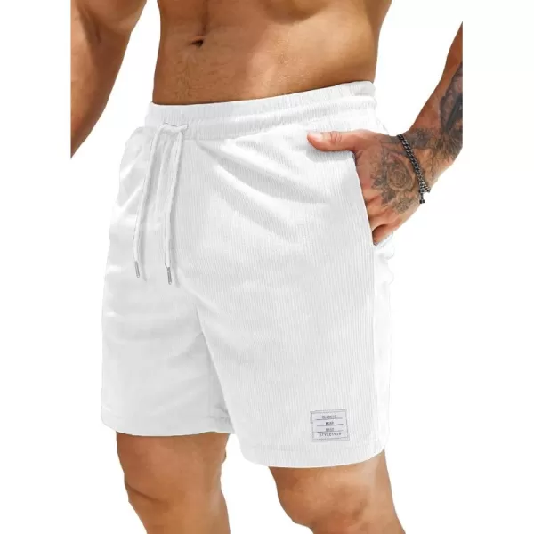 JMIERR Men's Corduroy Shorts Casual Elastic Waist Drawstring Lightweight Summer Beach Shorts