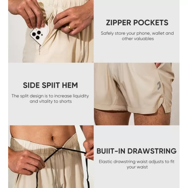 JMIERR Men's Gym Shorts Linerless 5" Quick Dry Workout Running Shorts with Zip Pockets Sports Athletic Shorts